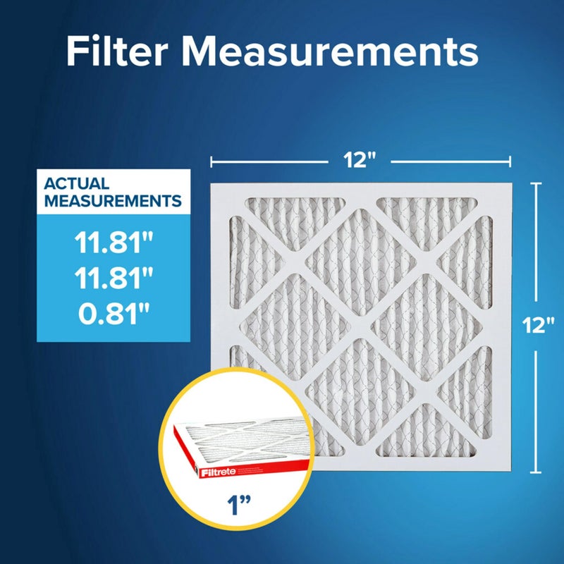 FILTRETE Filtrete 12x12x1 AC Furnace Air Filter, MERV 11, MPR 1000, Micro Allergen Defense, 3-Month Pleated 1-Inch Electrostatic Air Cleaning Filter, 4 Pack (Actual Size 11.81x11.81x0.81 in)  - Image 2
