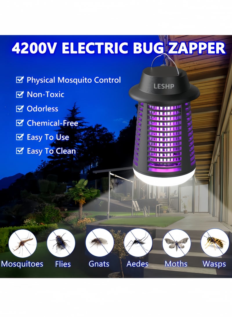 ليشب مبيد للحشرات في الهواء الطلق، ومبيد للبعوض مزود بضوء الصمام الثنائي الباعث للضوء، ومفخ للذباب في الهواء الطلق وفي الأماكن المغلقة، ومفخ للذباب الكهربائي القاتل للحشرات، مناسب للحديقة - Image 3