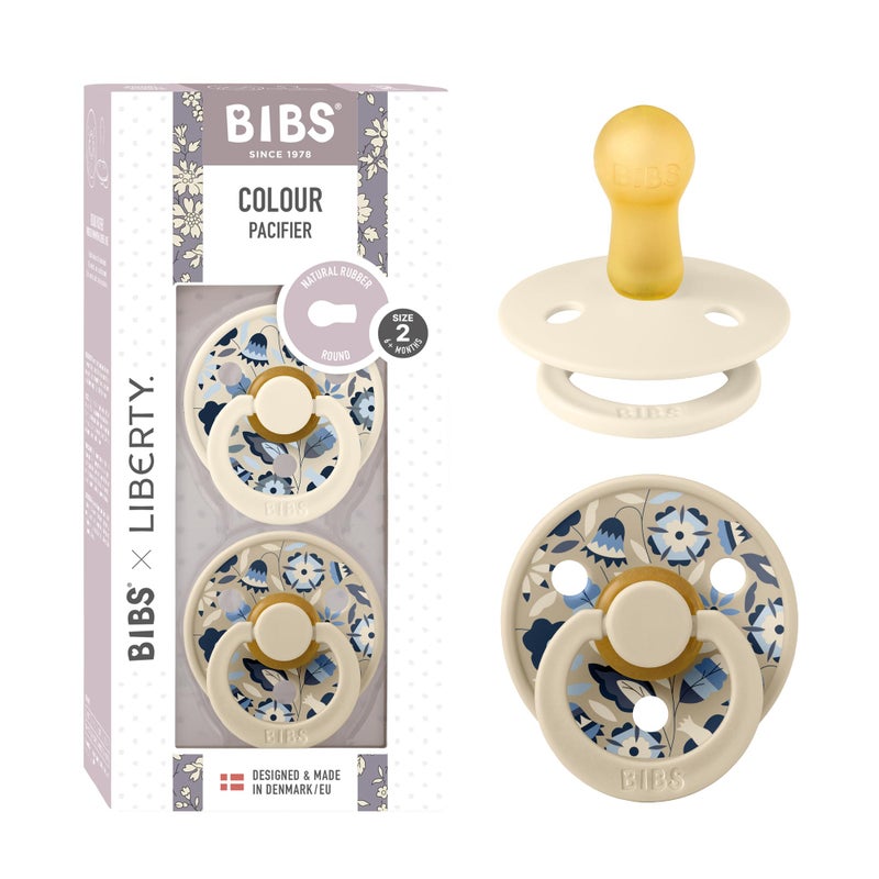 BIBS Colour Liberty Soother 2-Pack, BPA Free Dummy Pacifier, Round Nipple. Natural Rubber Latex, Made in Denmark, Size 2 (6-18 Months), Bobo Ivory Mix - Image 1