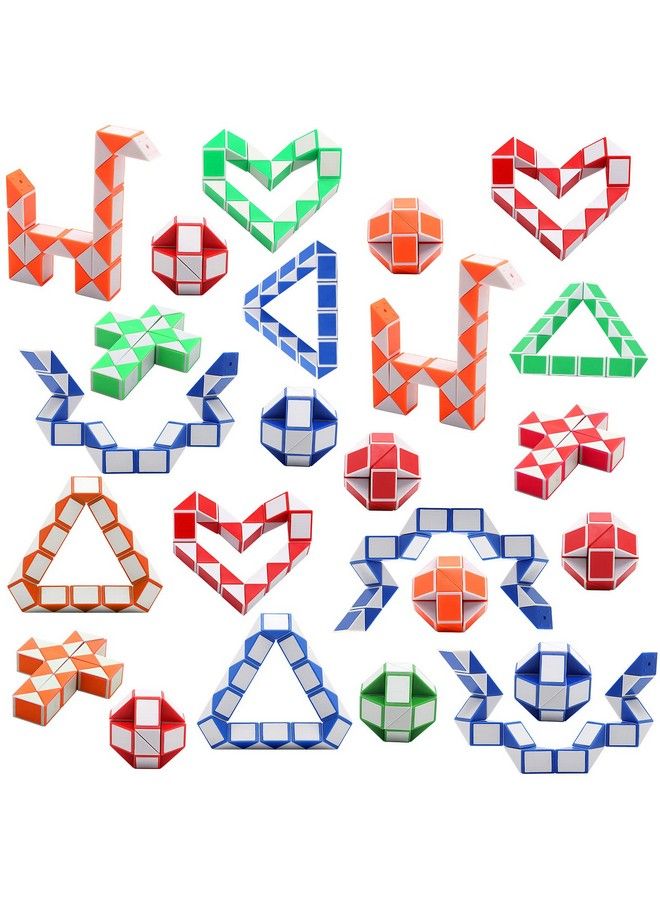 Yeetec 24 Pack 24 Blocks Magic Speed Cubes Mini Snake Cube Mini Plastic Puzzle Cube Toy For Kids Party Bag Fillers Party Supplies Random Color  - Image 1