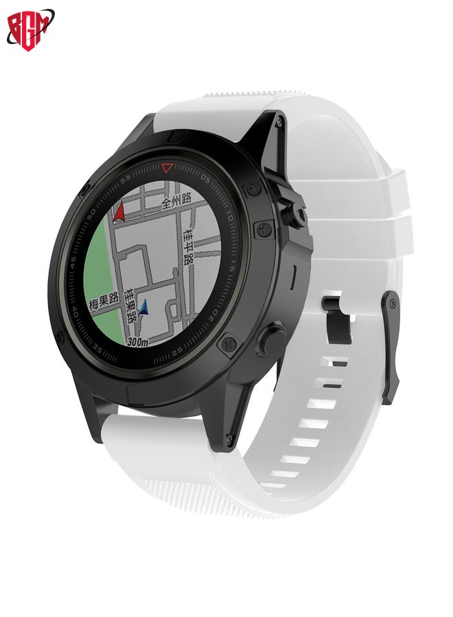 BGM Watch Band Strap For Garmin Fenix 5X (26mm) Fenix3 / Fenix3 HR Silicone Watch Band(White)  - Image 4