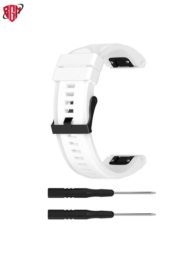 BGM Watch Band Strap For Garmin Fenix 5X (26mm) Fenix3 / Fenix3 HR Silicone Watch Band(White)  - Image 1