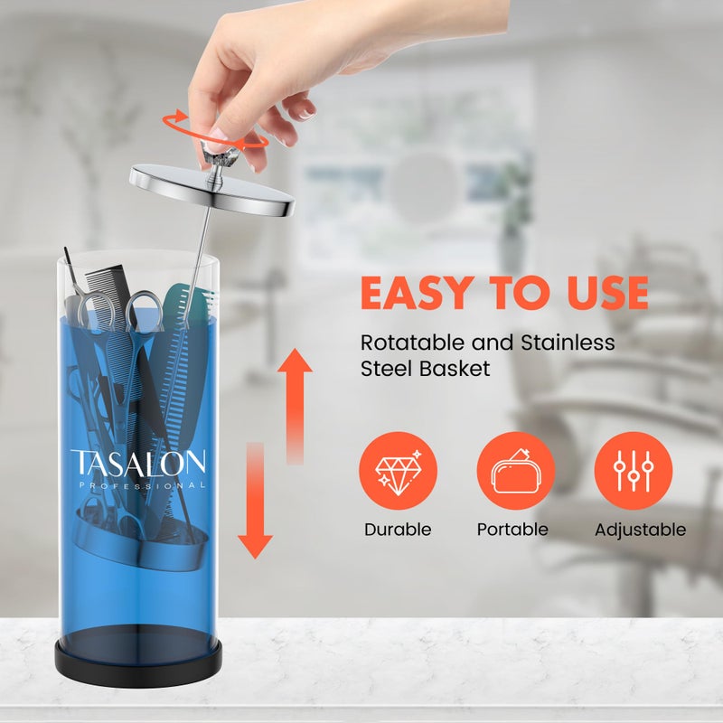 TASALON Barber Jar (45.5 oz) with Crystal Handle - Disinfectant Jar for Salon, Spa and Manicure Shop - Durable Glass and Sterilizing Container with Removable Stainless Steel Basket - Large - Image 5