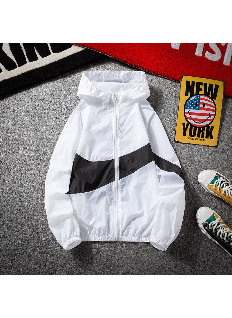 Generic Summer Patchwork Hooded Sun-Protective Jacket White 