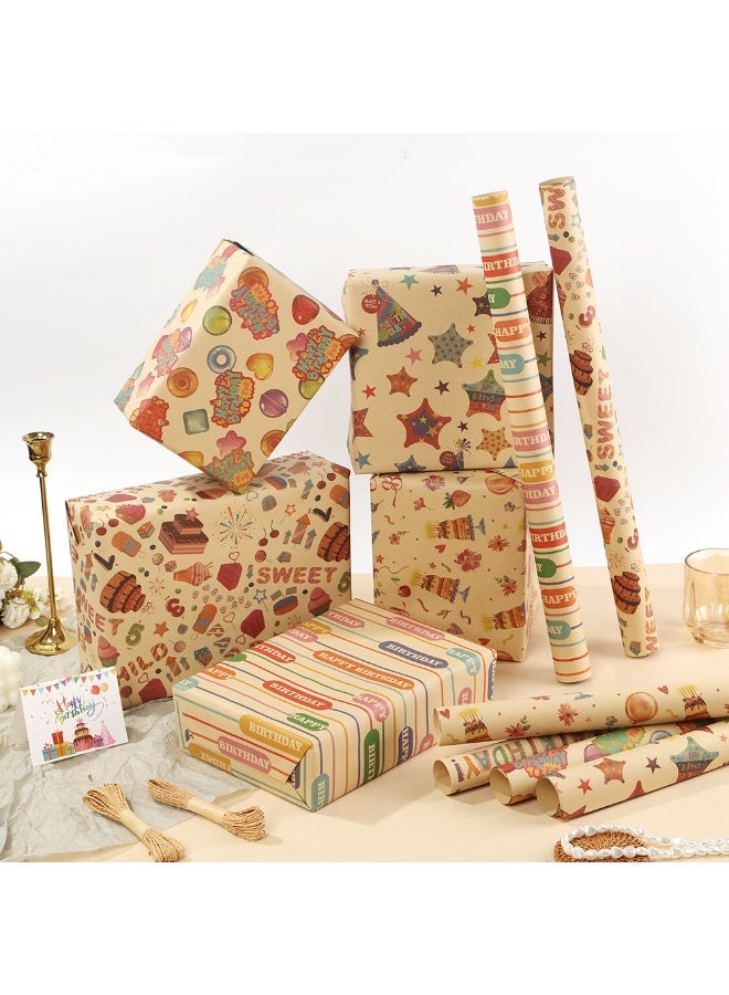 عالم البالونات مجموعة من 6 أوراق تغليف هدايا بوزن 80 جرامًا للمتر المربع مع شريط لاصق، مناسبة لتغليف هدايا أعياد الميلاد، وتغليف الهدايا بنفسك، وورق تغليف هدايا لأعياد الميلاد، والعطلات، وحفلات الزفاف، والحفلات، وتغليف هدايا الأطفال (70 سم × 50 سم). - Image 4