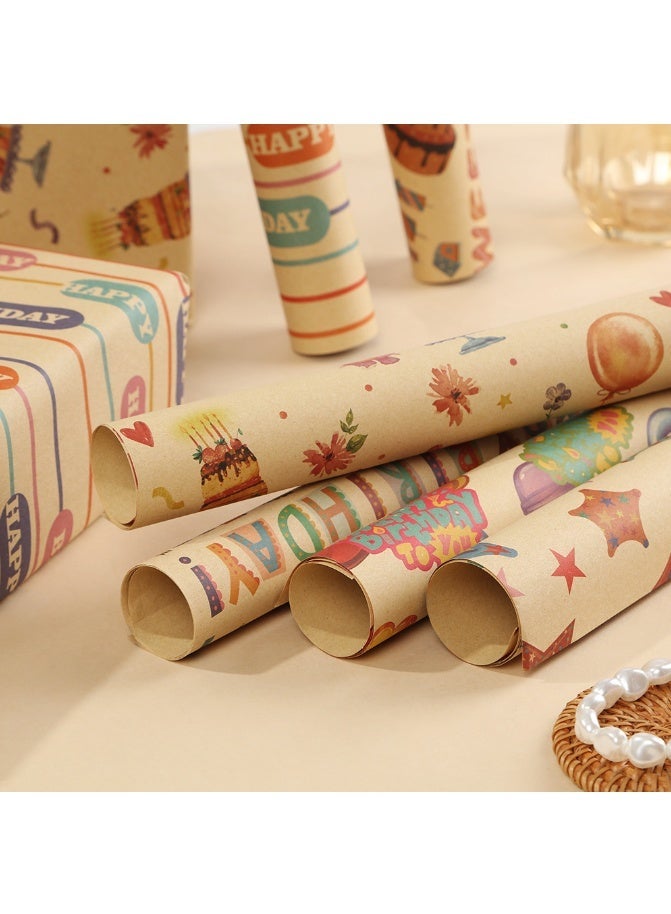 عالم البالونات مجموعة من 6 أوراق تغليف هدايا بوزن 80 جرامًا للمتر المربع مع شريط لاصق، مناسبة لتغليف هدايا أعياد الميلاد، وتغليف الهدايا بنفسك، وورق تغليف هدايا لأعياد الميلاد، والعطلات، وحفلات الزفاف، والحفلات، وتغليف هدايا الأطفال (70 سم × 50 سم). - Image 5
