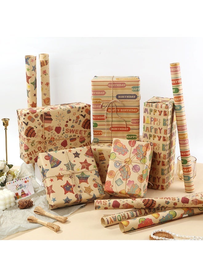 عالم البالونات مجموعة من 6 أوراق تغليف هدايا بوزن 80 جرامًا للمتر المربع مع شريط لاصق، مناسبة لتغليف هدايا أعياد الميلاد، وتغليف الهدايا بنفسك، وورق تغليف هدايا لأعياد الميلاد، والعطلات، وحفلات الزفاف، والحفلات، وتغليف هدايا الأطفال (70 سم × 50 سم). - Image 1