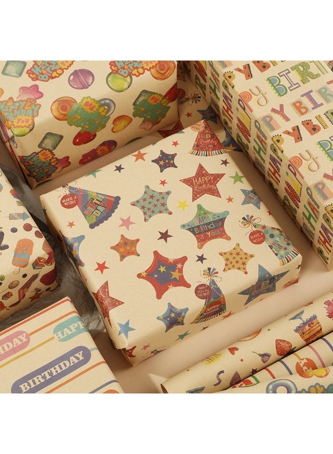 عالم البالونات مجموعة من 6 أوراق تغليف هدايا بوزن 80 جرامًا للمتر المربع مع شريط لاصق، مناسبة لتغليف هدايا أعياد الميلاد، وتغليف الهدايا بنفسك، وورق تغليف هدايا لأعياد الميلاد، والعطلات، وحفلات الزفاف، والحفلات، وتغليف هدايا الأطفال (70 سم × 50 سم). - Image 3