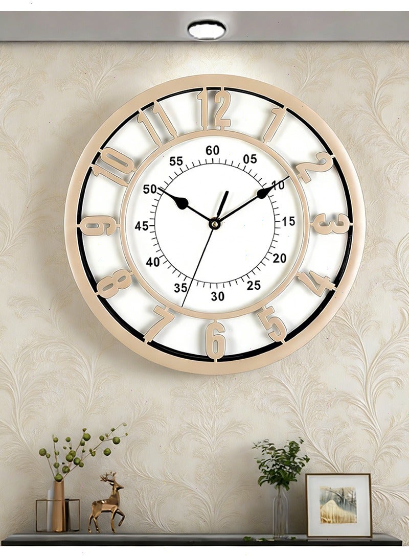 يواوليتي ساعة حائط، 31 سم، صامتة، سهلة القراءة، مناسبة للمنزل والمكتب والفصول الدراسية والمدارس، تعمل بالبطارية، موفرة للطاقة (بيج) - Image 1