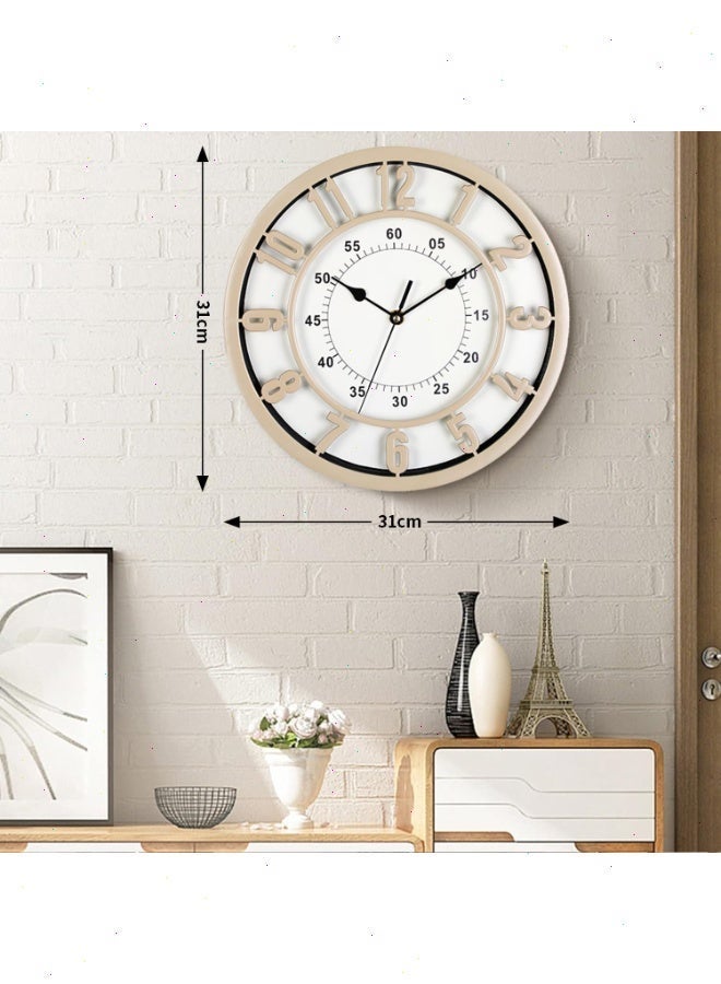 يواوليتي ساعة حائط، 31 سم، صامتة، سهلة القراءة، مناسبة للمنزل والمكتب والفصول الدراسية والمدارس، تعمل بالبطارية، موفرة للطاقة (بيج) - Image 5