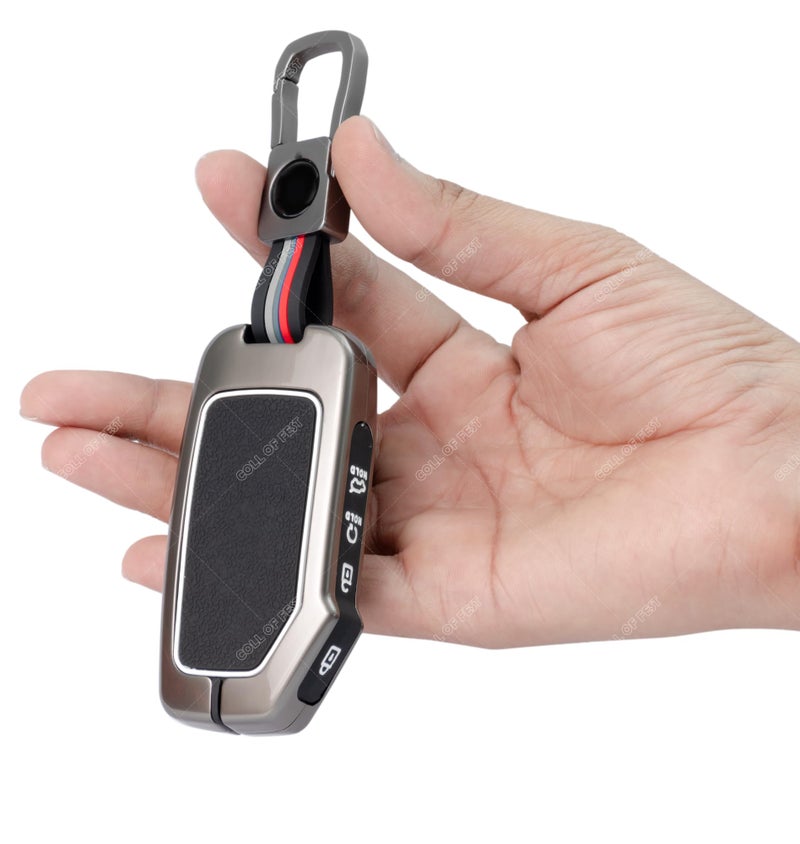 Coll of Fest Metal Silicon Key Cover Compatible with Kia Seltos 2024 2023 Facelift HTX | Carens X Line | Sonet Facelift 4 Button Smart Key Special Feature Visibility in Low-Light Condition - Image 4