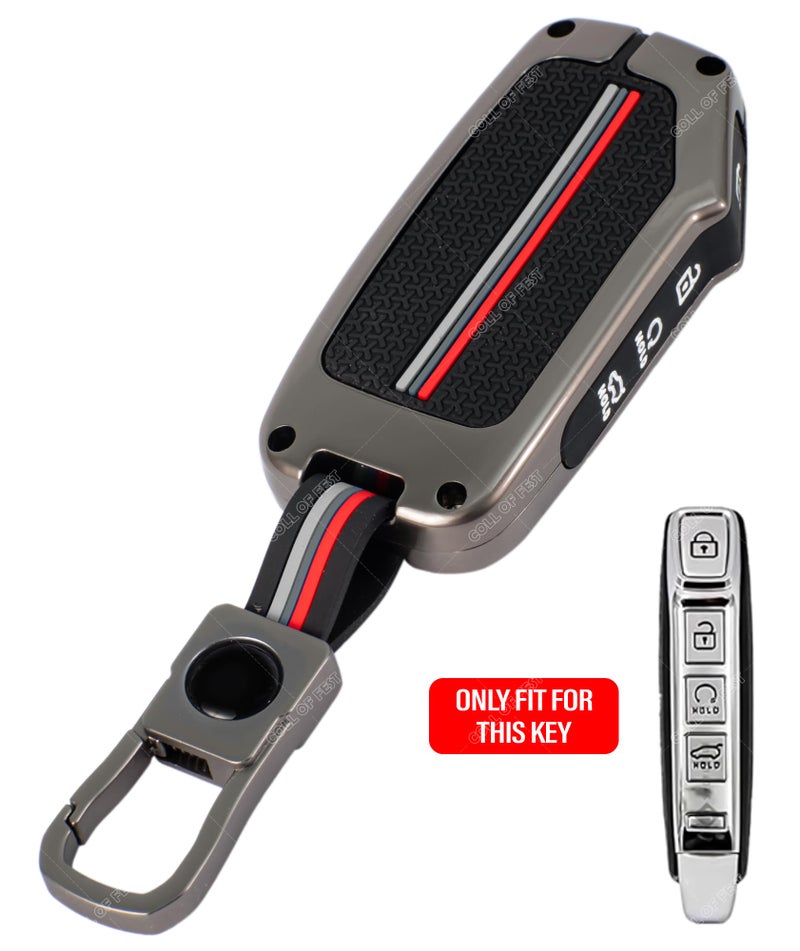 Coll of Fest Metal Silicon Key Cover Compatible with Kia Seltos 2024 2023 Facelift HTX | Carens X Line | Sonet Facelift 4 Button Smart Key Special Feature Visibility in Low-Light Condition - Image 2
