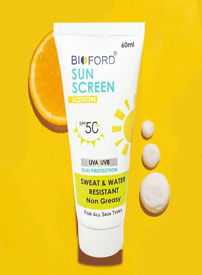 Bioford لوشن واقي من الشمس SPF 50+ PA+++ | روتين صيفي بخطوة واحدة | غير دهني، سريع الامتصاص | مقاوم للماء والعرق | للنساء والرجال | حماية من أشعة الشمس UVA وUVB | 60 مل للعبوة الواحدة [اشترِ واحدة واحصل على الثانية مجاناً] عبوة من قطعتين - Image 4