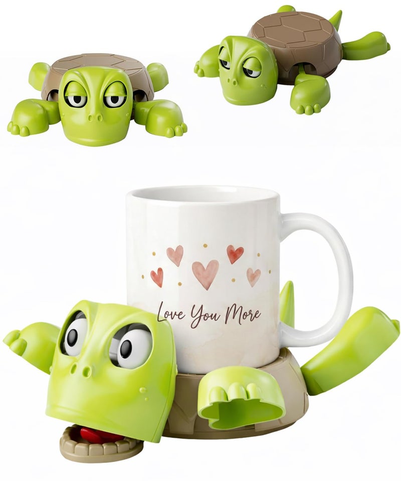 Turtle Coaster 3D Printed Funny Tea Coasters with Interactive Expression Turtle Cup Holder Insulated Drink Mat for Coffee and Wine Glasses Home Decor and Kitchen Accessories