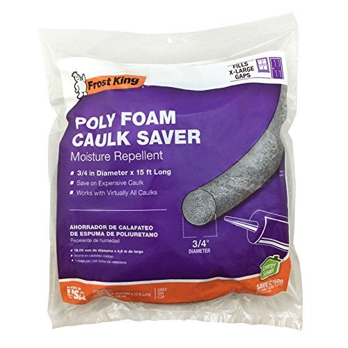 Frost King C24H Poly Foam Caulk Saver, 3/4 inch Diameter By 15' Long, Grey - Image 1
