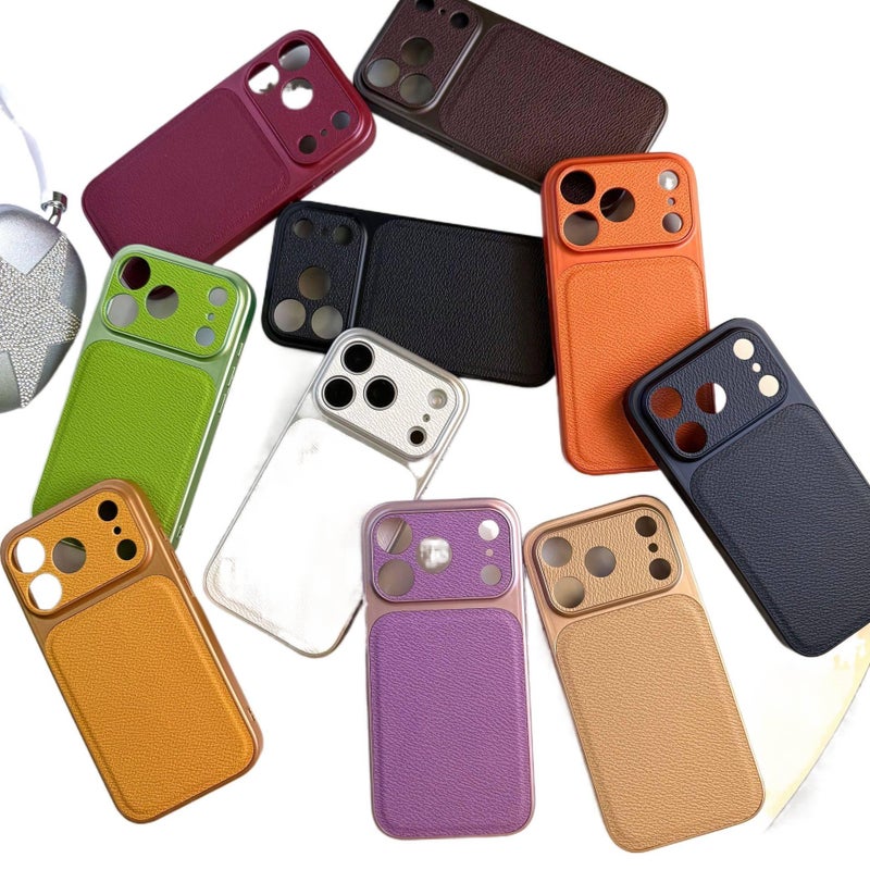 LS Acrylic Protective Case for iPhone 13 with Drop Protection and Leather Texture plus Shockproof plus Large Window in White - Image 2