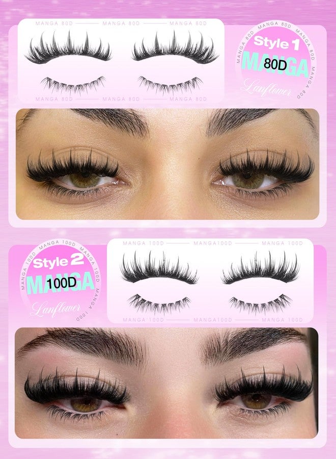 LANFLOWER Manga Lash Clusters with Spikes Fairy Eyelash Clusters Wispy Cluster Eyelash Extensions 80D 100D Anime Lash Clusters with Bottom Lashes Natural DIY Individual Lashes by Lanflower - Image 5