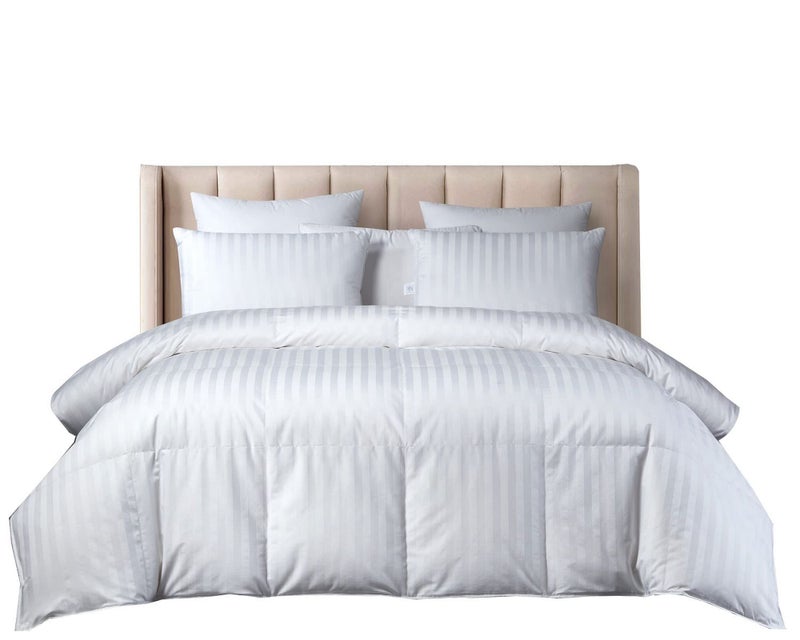Beautyrest Beautyrest US Grown Cotton All Seasons Warmth Exceptional Hungarian White Goose Down Comforter Queen Size750 Fill Power 500TC Damask Stripe Fabric 