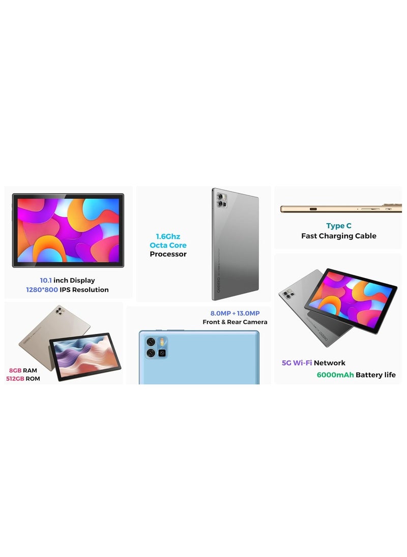 Oteeto Oteeto Tab 12 Pro 5G Android Tablet With 10.1 Inch Display 8GB RAM 512 GB ROM 6000 mAh Battery and Wireless Keyboard Blue  - Image 5