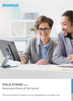 Momax Fold Stand 360 Degree Rotation Supports Phones and Tablets (Up to 12.9 inch) Multi-purpose Holder - Space Grey  - Image 2