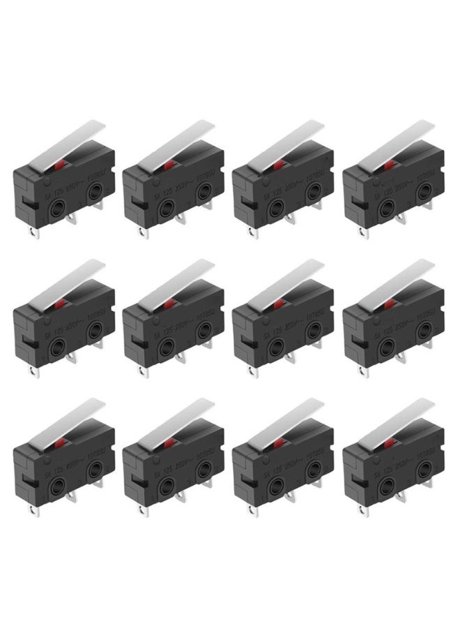 12 Pcs?Hinge Lever Momentary Push Button Micro Limit Switch 3 Pins - Image 1