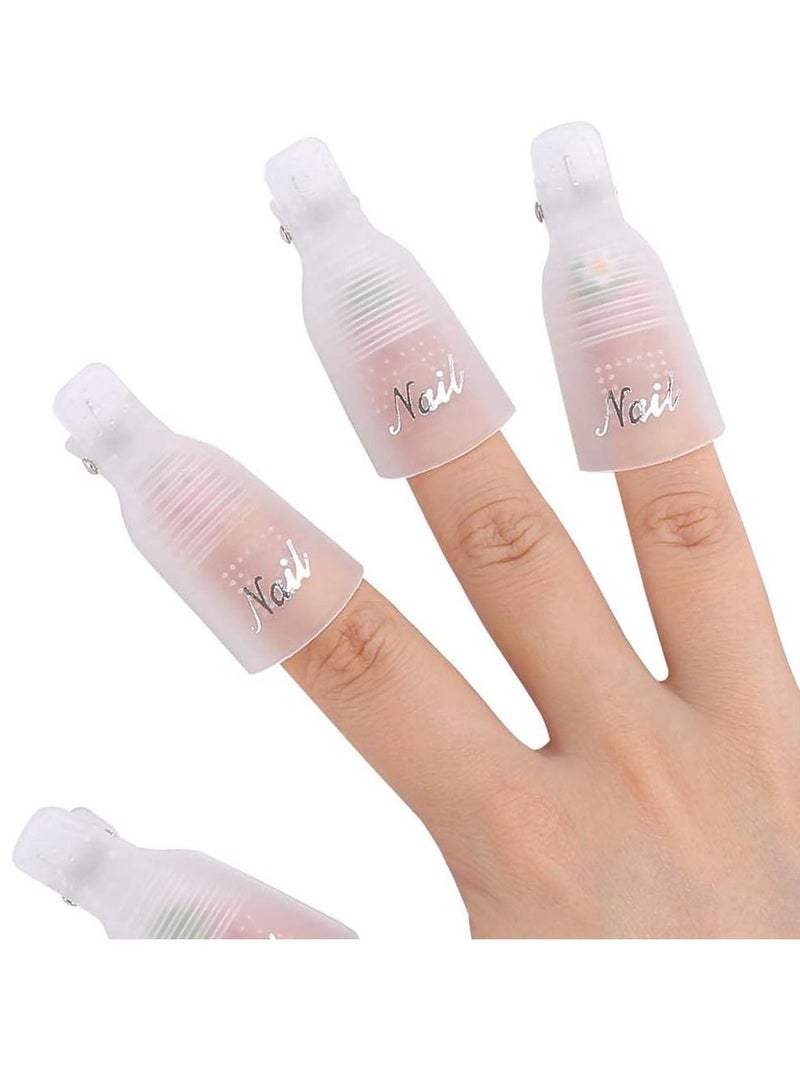 CATANES 10 قطع غطاء مشبك أظافر أكريليك بلاستيكي قابل لإعادة الاستخدام لإزالة طلاء الجل UV أداة مانيكير بيضاء - Image 2