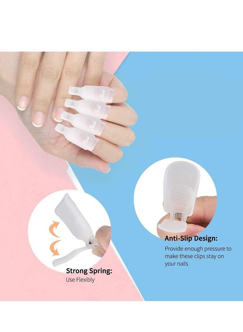 CATANES 10 قطع غطاء مشبك أظافر أكريليك بلاستيكي قابل لإعادة الاستخدام لإزالة طلاء الجل UV أداة مانيكير بيضاء - Image 3