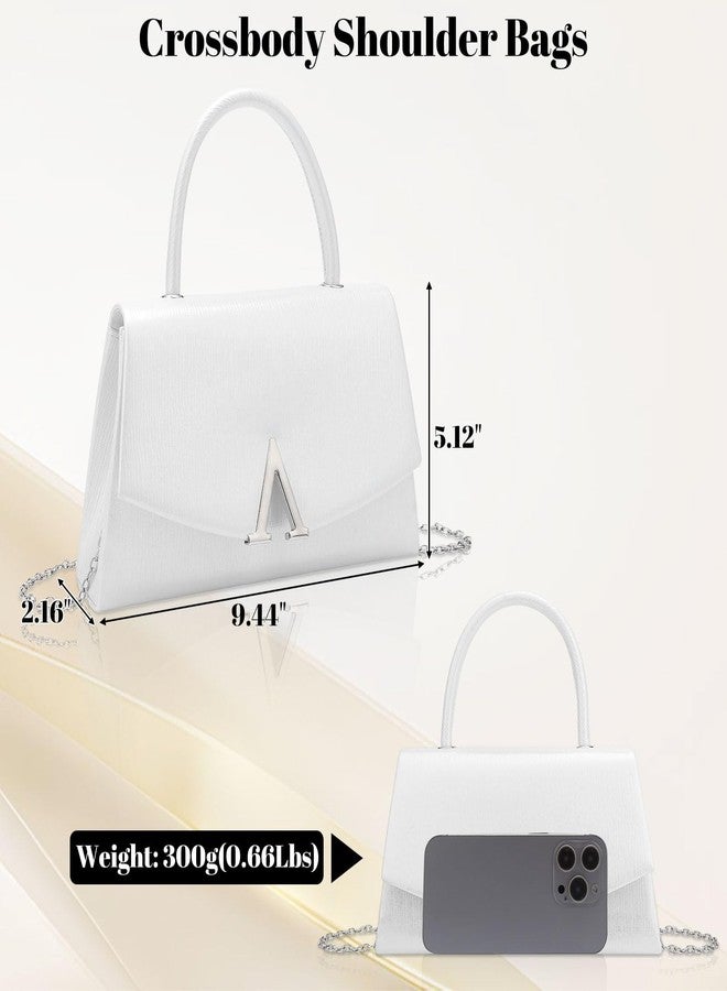 Rkrouco Evening Clutch Purse for Womens Crossbody Shoulder Handbags Wedding Bag Cocktail Purses with Detachable Chain(White) - Image 3