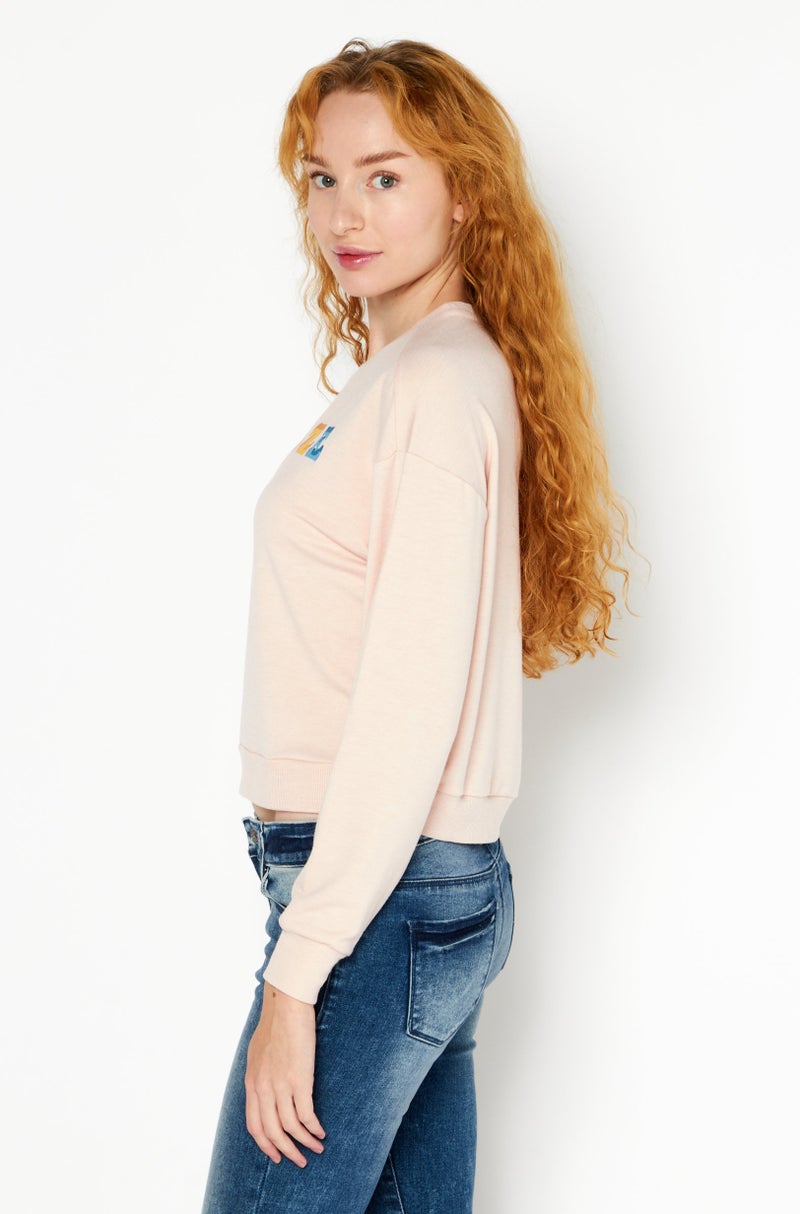 Kensie Women Crew Neck Graphic Print Sweatshirt, Pink Combo - Image 4