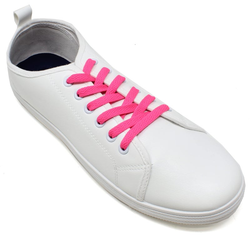 BCB Wear Flat Shoelaces 5/16" Wide Solid Colors Several Lengths For Sneakers and Shoes (Hot Pink-45) - Image 3