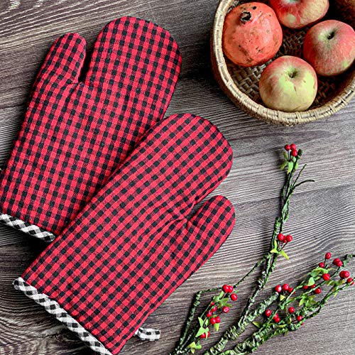 PIXEL HOME DECOR Oven Mitten (Oven Mitten Pack of 2, Red & Black) (Red & Black, 18X30) - Image 2