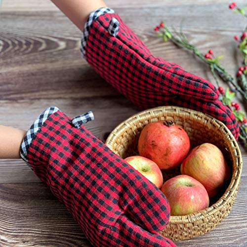 PIXEL HOME DECOR Oven Mitten (Oven Mitten Pack of 2, Red & Black) (Red & Black, 18X30) - Image 4