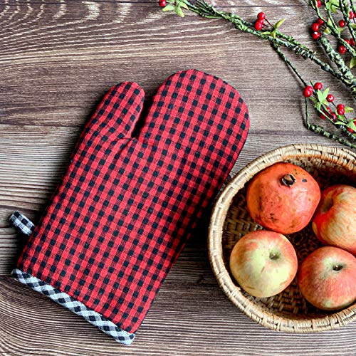 PIXEL HOME DECOR Oven Mitten (Oven Mitten Pack of 2, Red & Black) (Red & Black, 18X30) - Image 3