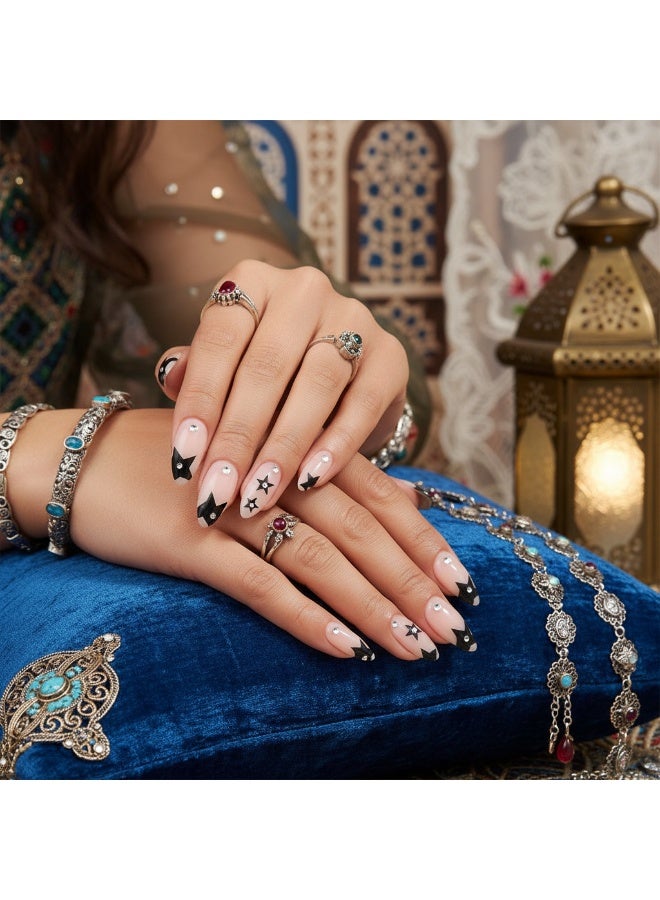 سنسيب اضغط على الأظافر بطرف فرنسي - عبوة من الجل الناعم للأظافر الصناعية الفرنسية القصيرة، اضغط على الأظافر بجودة صالونات التجميل، وأظافر لاصقة سلسة لتقليم الأظافر النسائية - Image 1