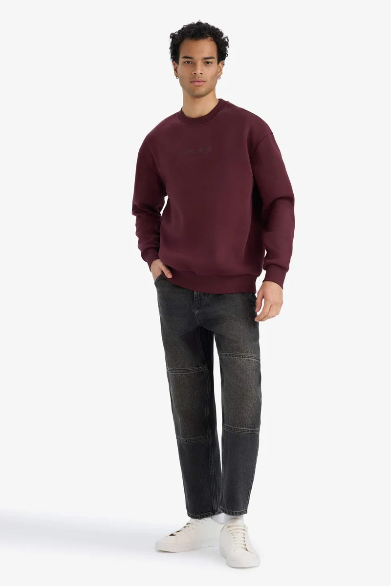 ديفاكتو Boxy Fit Printed Long Sleeve Sweatshirt