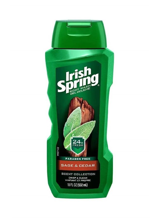 Irish Spring Body Wash - Sage & Cedar - Paraben Free - Net Wt. 18 FL OZ (532 mL) Per Bottle - Pack of 2 Bottles - Image 2