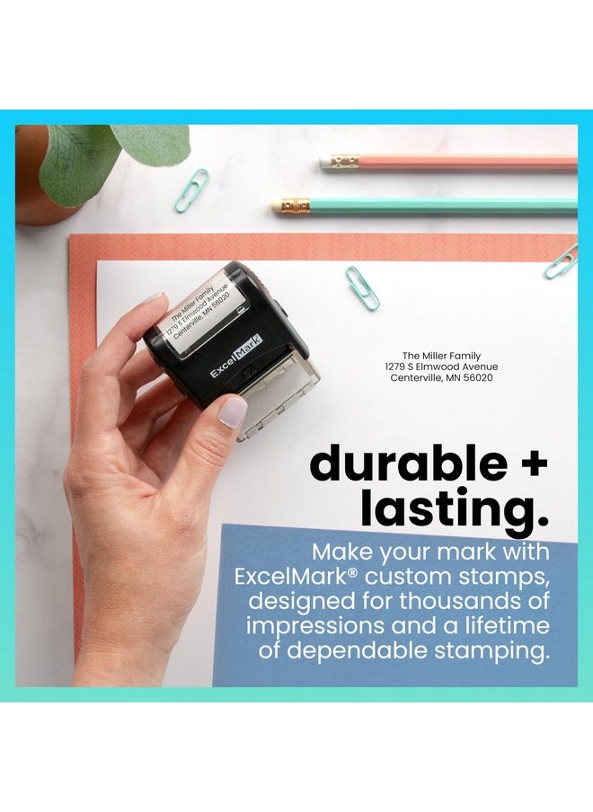 ExcelMark - Custom Stamp - Clear & Crisp Impressions - Personalized Self-Inking Rubber Stamp - Use For Address Stamp And More (Small) - Image 1