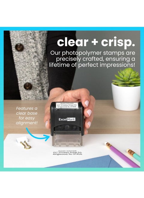 Custom Stamp - Clear & Crisp Impressions - Personalized Self-Inking Rubber Stamp - Use For Address Stamp And More (Small)