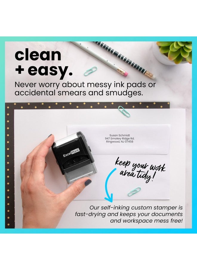 ExcelMark - Custom Stamp - Clear & Crisp Impressions - Personalized Self-Inking Rubber Stamp - Use For Address Stamp And More (Small) - Image 1