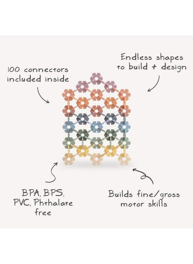 mushie mushie HEX Connect Building Toy Set | 100 Pieces for Kids 5 Years+ | Preschool Educational and Toddler Montessori Toys  - Image 2
