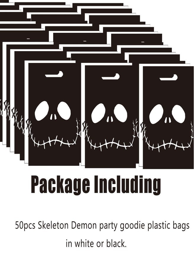 CupaPlay 50Ct Halloween Party Supplies - Plastic Bags - Trick or Treat Skeleton Demon Birthday Favors Decorations Goodie Gift Bags - Image 3