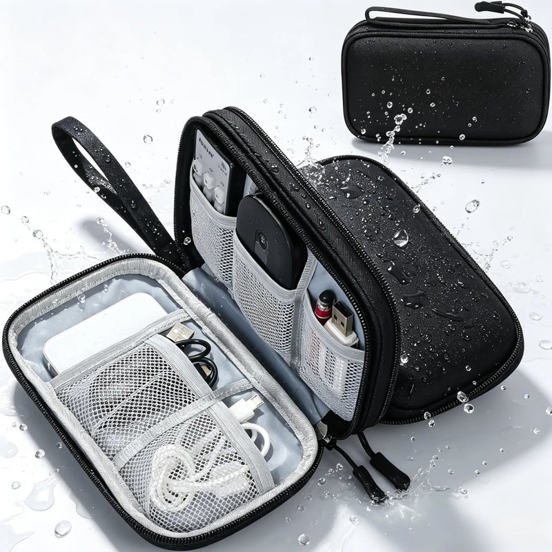 Electronic Organizer Travel Cable Bag, Waterproof Lightweight Portable Electronics Accessories Storage Bag - Image 4