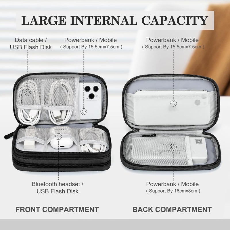 Electronic Organizer Travel Cable Bag, Waterproof Lightweight Portable Electronics Accessories Storage Bag - Image 5