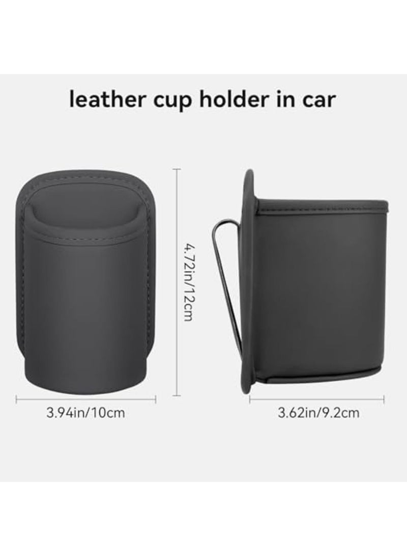 SYOSI Car Cup Holder Leather Large Drink Bottle & Coffee Cup Holder - 2-Pack Clip-on Storage for Car Doors & Seatback - Fits Most Cups, Water Bottles, and Mugs (Black) - Image 5