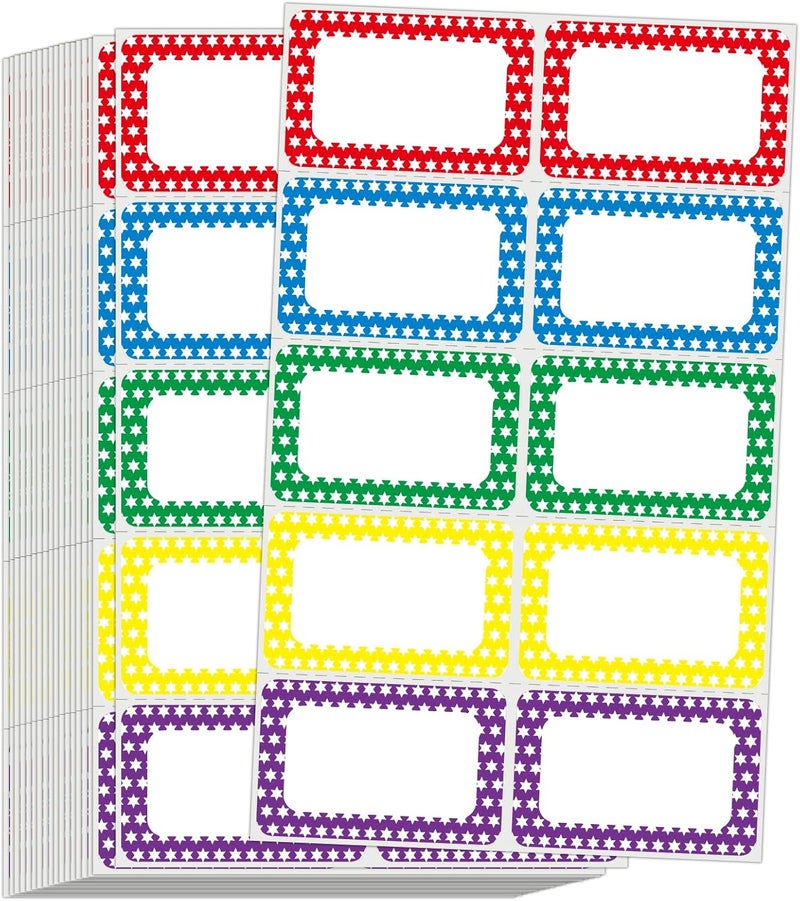 L LIKED ملصقات اسم العلامة - 3.5 × 2.25 بوصة 5 ألوان ملصقات للمدرسة والمكتب والمنزل - Image 1
