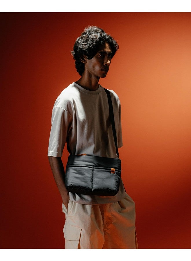 DailyObjects Retreat Sling Crossbody Bag For Girls, Men and Women| | One Spacious Main Zippered Compartment and Two Deep Slip Pockets | Detachable Strap - Carbon Black - Image 3