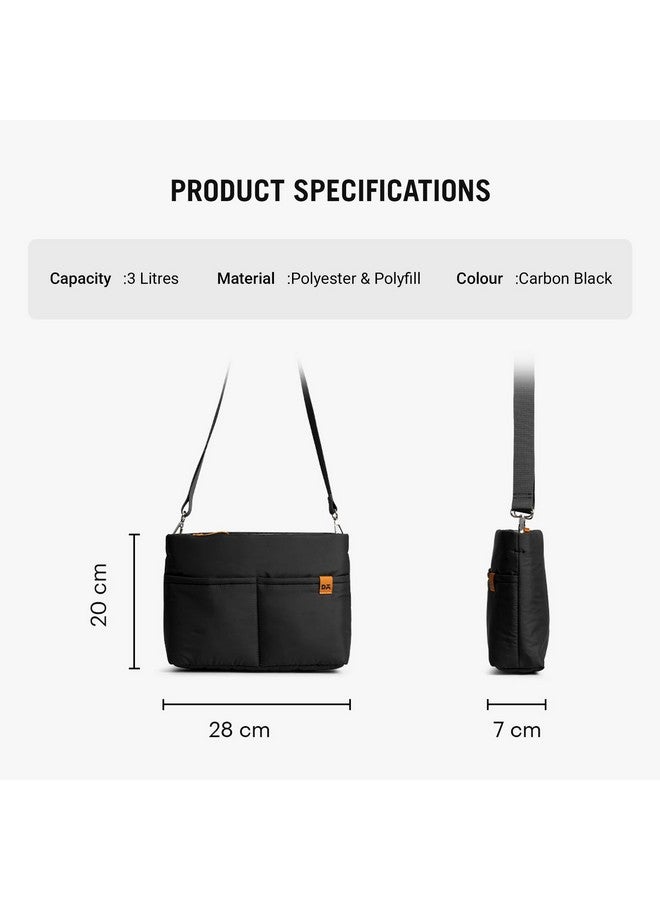 DailyObjects Retreat Sling Crossbody Bag For Girls, Men and Women| | One Spacious Main Zippered Compartment and Two Deep Slip Pockets | Detachable Strap - Carbon Black - Image 4