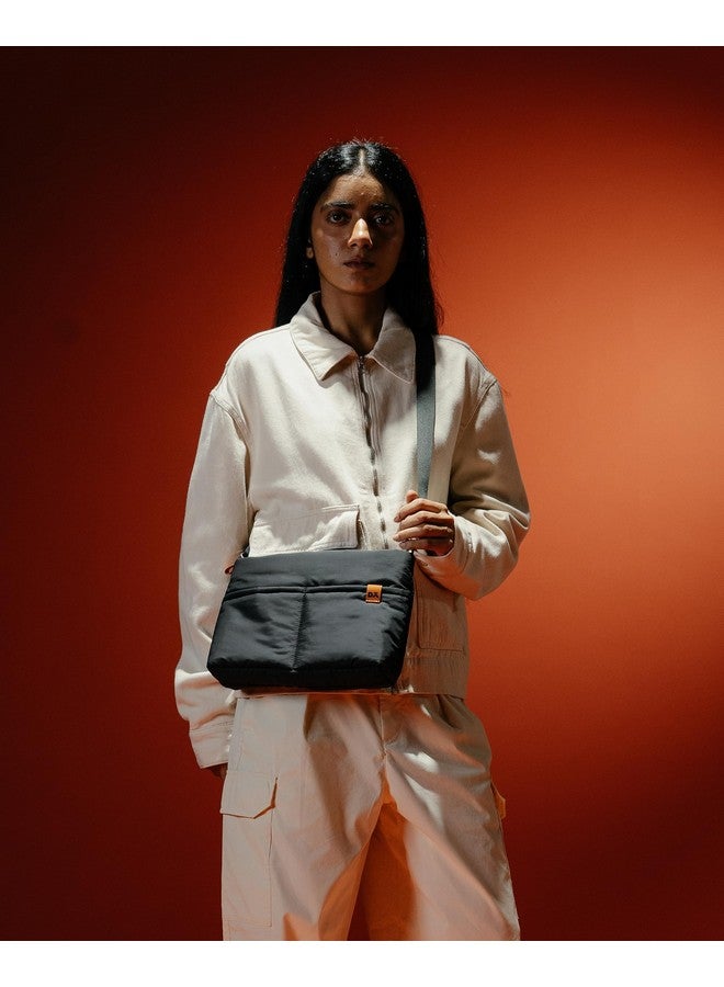 DailyObjects Retreat Sling Crossbody Bag For Girls, Men and Women| | One Spacious Main Zippered Compartment and Two Deep Slip Pockets | Detachable Strap - Carbon Black - Image 5