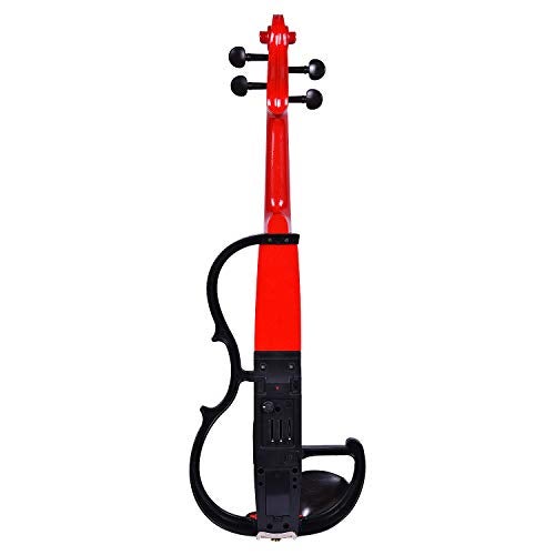 Kadence VE101 Vivaldi Electric Violin | 4/4 Full Size with Basswood Body & Ebony Wood Bow | 3-Band EQ Preamp | Includes Lightweight Hard Case, Bow, Rosin & Headphone | Includes Learning Course | Red - Image 4