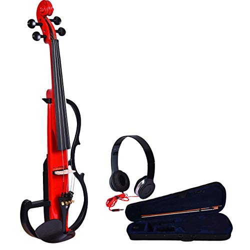 Kadence VE101 Vivaldi Electric Violin | 4/4 Full Size with Basswood Body & Ebony Wood Bow | 3-Band EQ Preamp | Includes Lightweight Hard Case, Bow, Rosin & Headphone | Includes Learning Course | Red - Image 1
